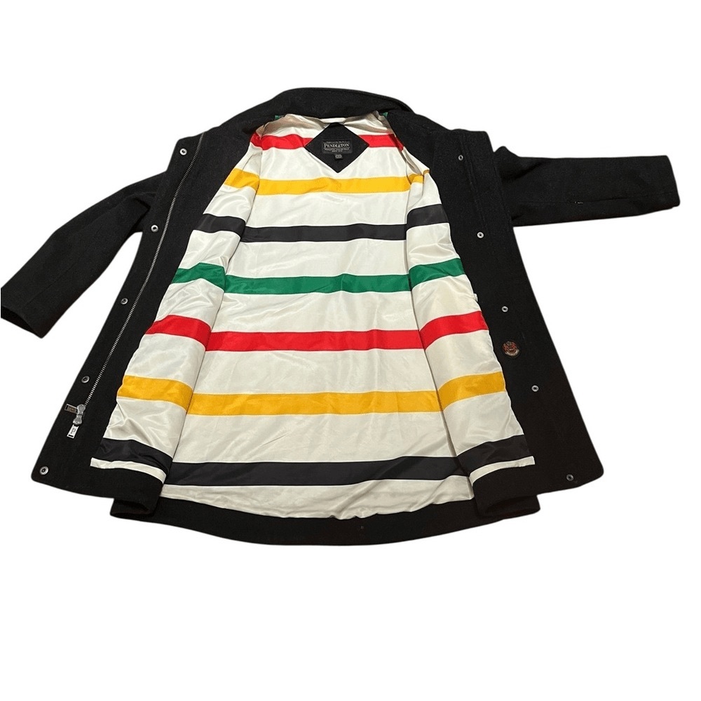 Pendleton Black Pea Coat with Striped Lining - Picture 9 of 9